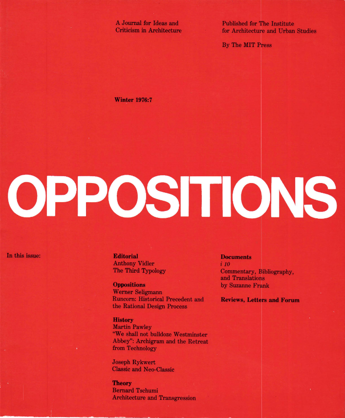 Arquitetura e Transgressão – Bernard Tschumi 1976:7
